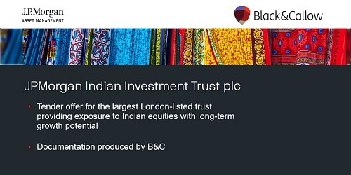 B&C helps with a Tender Offer for JPMorgan Indian Investment Trust